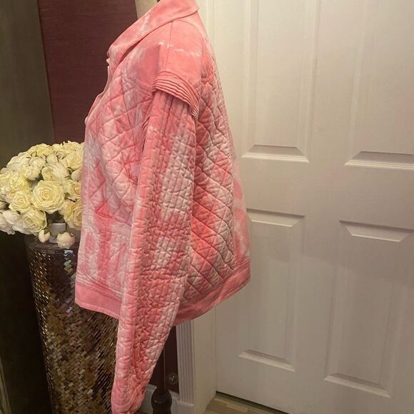 Love shack fancy tie dye guilted jean jacket, M - Picture 12 of 16